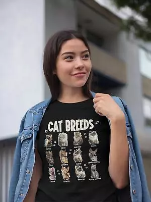 Women's Cat Breeds Shirt Watercolor Feline T Shirt Cat Lover Gift Watercolor Ill • $23.45