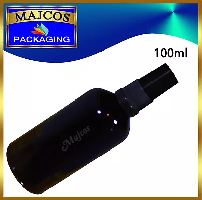 100ml Empty Black Glass Bottles With Black Atomiser / Mist Spray Black Over Cap • £17.99