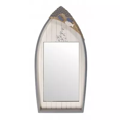 Mirror Wood Boat Shaped Nautical Coastal  Feature Seaside Bathroom WC Driftwood • £49.95