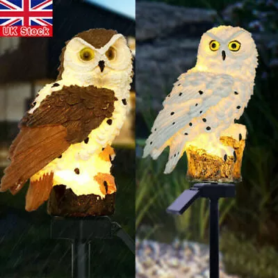 Owl  Garden Light LED Solar Powered Outdoor Ornament Lawn Waterproof Statue Lamp • £9.25