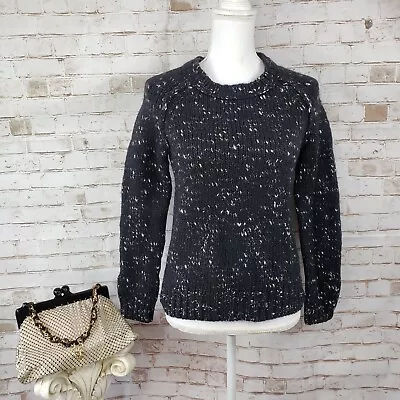 Madewell Wallace Size S Black Speckled Wool Blend Heavy Knit Pullover Sweater • $24.99