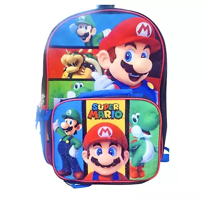 Super Mario 16  Backpack With Detachable Insulated Lunch Box Tote • $24.99