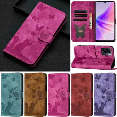 Butterfly Cat Wallet Flip Case Cover For Oppo A17 A57 2022 A77 A96 A76 A94 A93 • $13.54