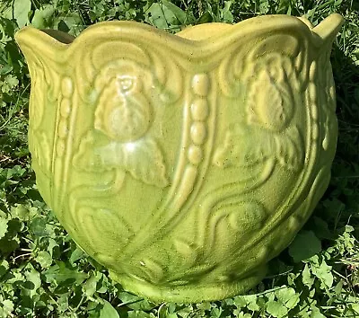 RARE Brush McCoy? Pottery Unknown Pat Majolica 8” Jardiniere Planter Green 1920s • $75