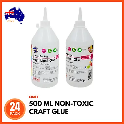 $159.95 • Buy 24 X NON-TOXIC CRAFT GLUE 500 ML Slime Making Washable Craft Scrapbooking BULK
