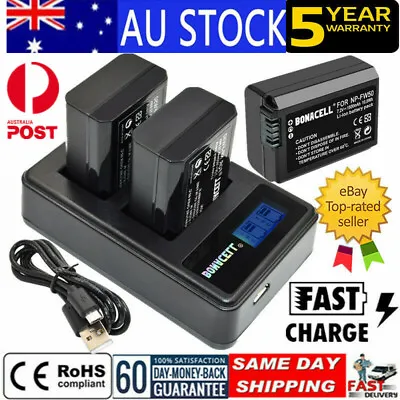$27.69 • Buy 2X Replace Battery + Dual Charger For SONY NP-FW50 Alpha A3000,A5000,A6000 NEX-5