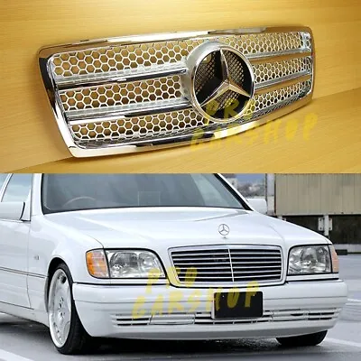 ABS Front Grille Silver + Chrome For Mercedes Benz W140 S-Class 1992-1999 Sedan • $187.87