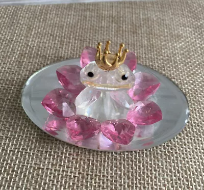 Miniature Crystal Frog Princess With Pink Hearts And Gold Crown Mirror Base • $9.98