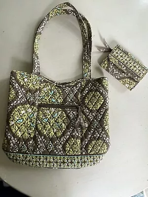 SET Green Vera Bradley Tote Purse Sittin' In A Tree 13” X 11” & Matching Wallet • $23.75