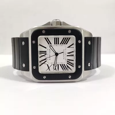 Authentic CARTIER SANTOS 100 XL Ref 2656 Rubber Strap Gents Automatic Wristwatch • $3350