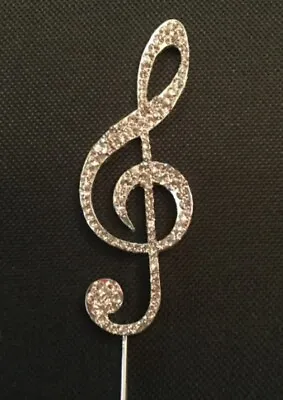 £5.99 • Buy Silver Diamante Music Note Cake Topper Decoration Birthday Party Treble Clef Uk