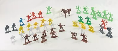 Vintage Lot Of 45 Cowboys And Indians Made In Hong Kong Plastic Figure Toys • $11.89