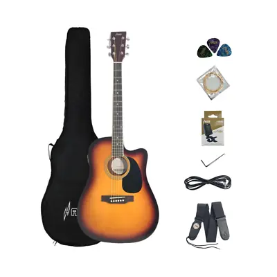 Haze 631BCEQ/BS Thin-Body Acoustic GuitarSunburstBuilt-in EQCutaway+Free Bag • $210.68