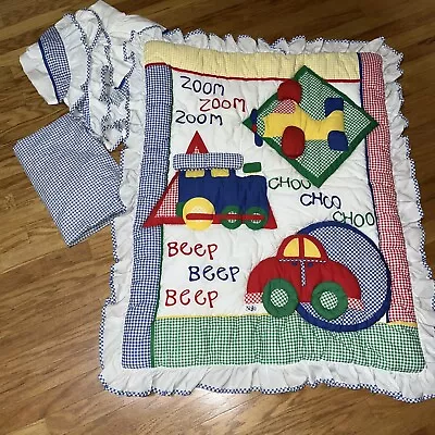 Nojo Crib Bedding Baby Blanket Car Plane Train Theme Nursery Skirt Sheet 44.5x35 • $24.45