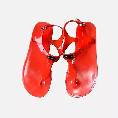 Michael Kors Jelly Logo Orange Red Sandals Size 8 • $32