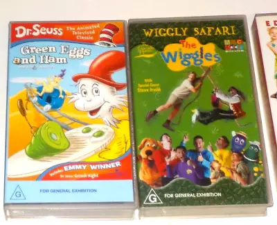 VHS The Wiggles Wiggly Safari + Dr Seuss Green Eggs & Ham [Pal Copy] Great Cond • $26.95