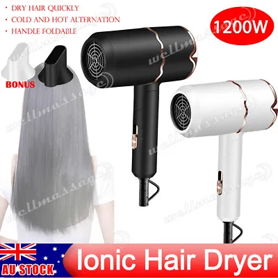 $26.89 • Buy Ionic Hair Dryer, 1200W High Speed Negative Ion Blow Dryer Foldable (AU Plug) OZ