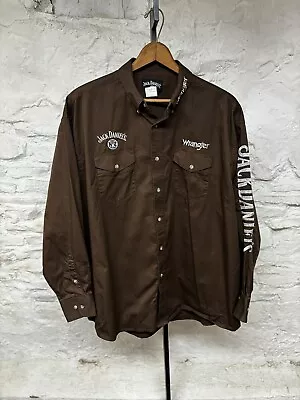 Vintage Wrangler Western Shirt Mens 2XL XXL Brown Jack Daniels Whiskey Edition • $39.95