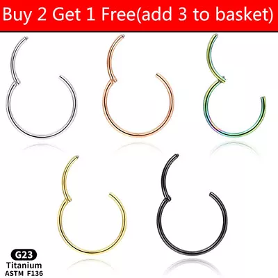 G23 Implant Grade Titanium Nose Ring Hoop Clicker Hypoallergenic For Women Men • £4.67