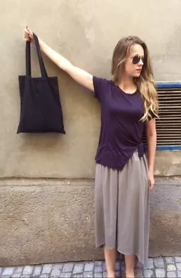 Black Cotton Tote Bag Reusable Shopping Bag Yoga Bag Reusable Tote Bag • $14