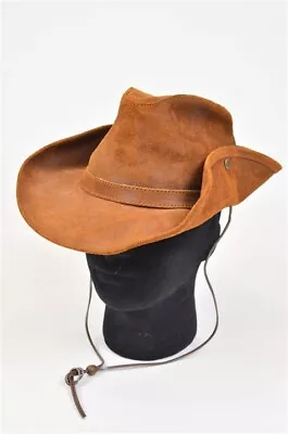 Vintage Cowboy Hat The Aussie Hat Minnetonka Size Medium Brown Genuine Leather • $50