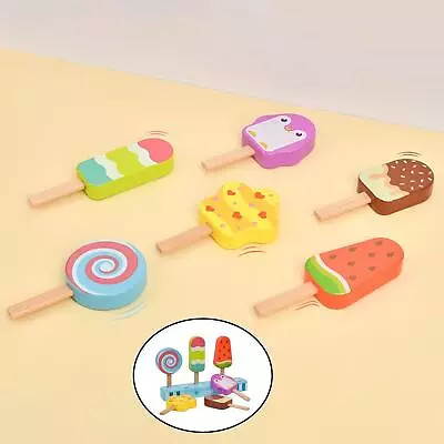 6x Wooden Ice Cream Playset Kitchen Cooking Play House Gift • £24.13