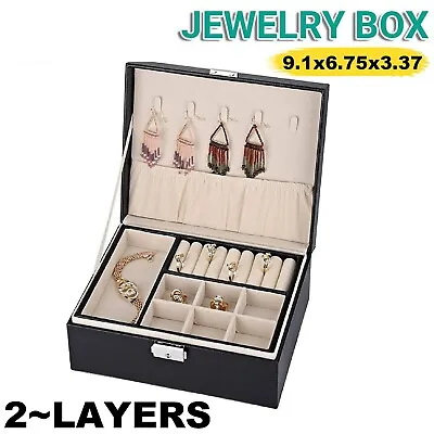 Jewelry Organizer Watch Case Box Storage Holder Earring Ring Leather Display Box • $23.99