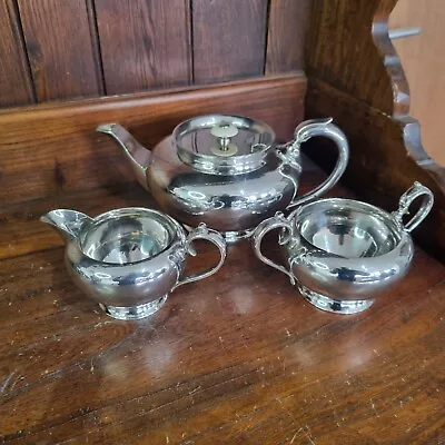 Vintage Walker & Hall Sheffield Silver Plated Deco Style Three Piece Tea Service • £50