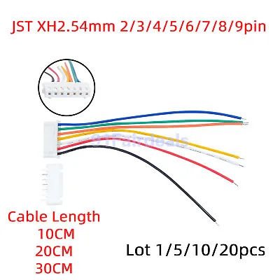 Lot JST-XH2.54mm Connector Cable Male To Female 2/3/4/5/6/7/8/9Pin 10/20/30CM • $7.80