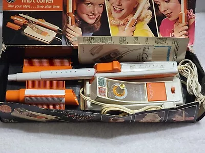 Vintage Ge Touch 'n Curl Iv Mist Steam Curling Iron Brush W/attachments Box Cs-4 • $34.99