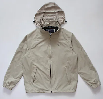 $25 • Buy Men's GANT The Wind Jacket Casual With Hidden Hood Mesh Lined Beige (size L)