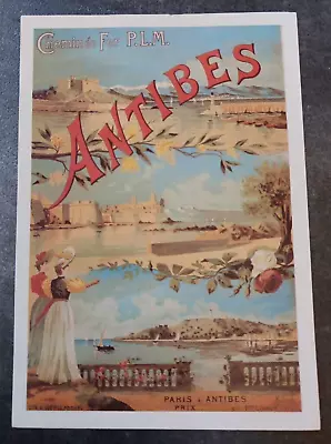 Vtg Postcard Chemin De Fer Antibes Poster French Art Unposted • $5.95