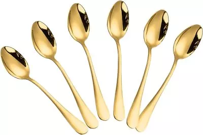 Set Of 6 Gold Demitasse Espresso Spoons Mini Coffee Spoon Stainless Steel Small • $12.61