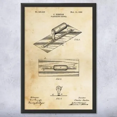 Framed Finishing Trowel Wall Art Print Mason Gift Masonry Decor Carpenter Gift • $119.95