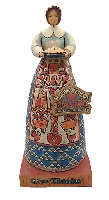 11  JIM SHORE Give Thanks Figurine 2004 Lady Pilgrim W/ Thanksgiving Pie 117658T • $23.99