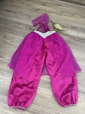 Disney Store Jasmine Aladdin Costume Fancy Dress Up Age 9-10 Pink Rare Lamp  • £16.99