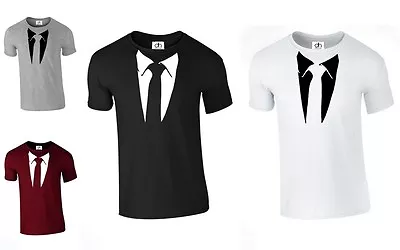 Suit And Tie TUXEDO T SHIRT Funny PRESENT Stag Fancy Dress Party (TIETSHIRT) • £5.99