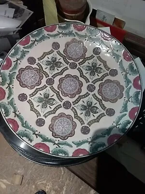 Vintage Art Glass Plate Home Decoration 10 1/4 Wide Asian Design Muted Colors • $19.99