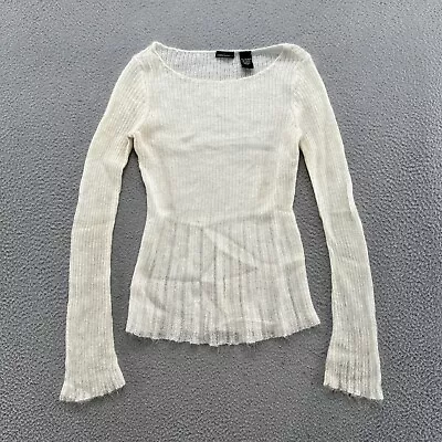 Moda International Women’s Mohair Blend Cream Ivory Lightweight Sweater Size XS • $11.99