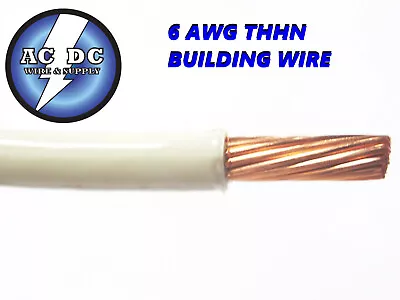  Thhn 6 Awg Gauge White Nylon Pvc Stranded Copper  Building Wire 50' • $67.94