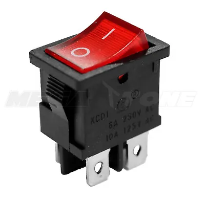 DPST KCD1 Mini Rocker Switch On-Off W/Red Lamp 6A/250VAC T85 - USA SELLER!!! • $2.39