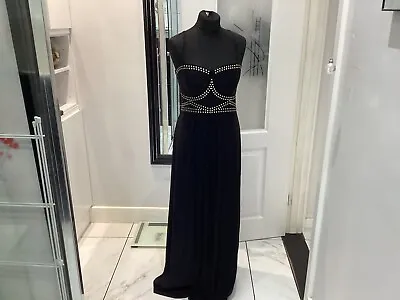Rainbow Ladies Black Maxi Dress With Small Stud Type Decoration Size 36/38  • £7