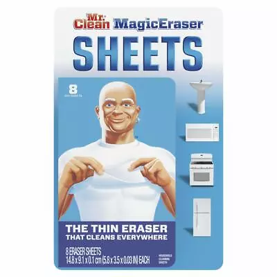 Brand New Mr Clean Magic Eraser Sheets 8 Dry Sheets Thin Eraser That Cleans!  • $9.95