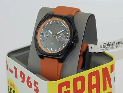 New Authentic Fossil Evanston Black Orange Silicone Bq2675 Men's Watch • $69.99