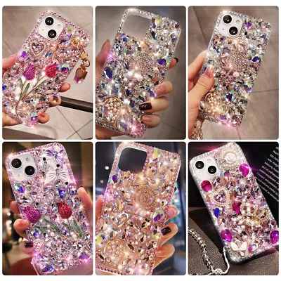 Bling Glitter Flower Diamond Case Cover For IPhone 15 14 13 12 11 Pro Max XR 8 7 • $11