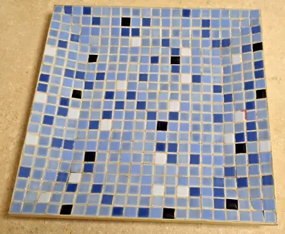 Vintage Blue MCM Mosaic Tile Tray Plate 9 5/8” Square Mid Century Modern Tiki • $22