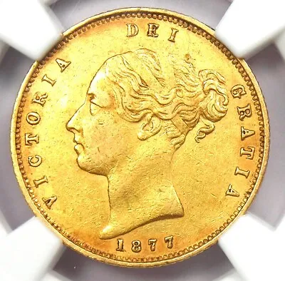 1877 Britain England Victoria Gold Half Sovereign Coin 1/2S - Certified NGC AU53 • $536.75