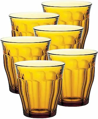 £12.99 • Buy Box Of 6 - Amber Picardie 250ml Drinking Glasses Tumblers Duralex