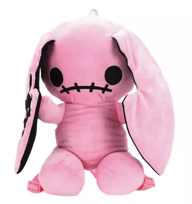 NEW Skull Pirate Pink Naughty Bunny Stuffed Backpack W/ Skull & Adjustable Strap • $40