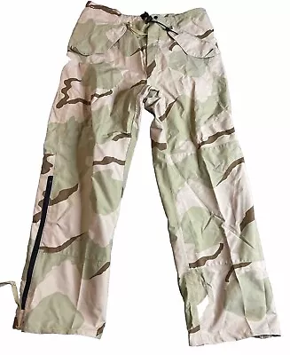 GORE-TEX TROUSERS CAMO COLD WEATHER RAIN PANTS DESERT  8415-01-475-3740 M Long • $37.33